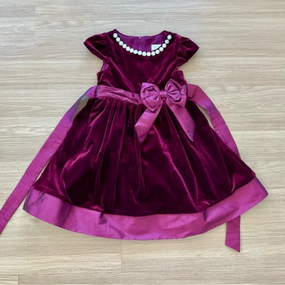 Rare Editions burgundy velvet formal dress 6Y